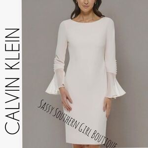 🆕⭐ Calvin Klein Pale Pink Flutter Sleeve Dress